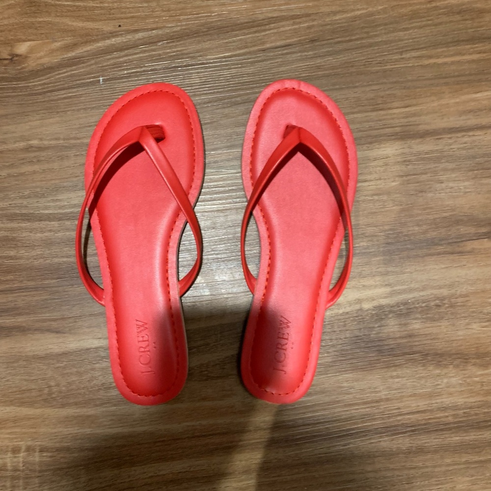 Red J Crew Flip Flops